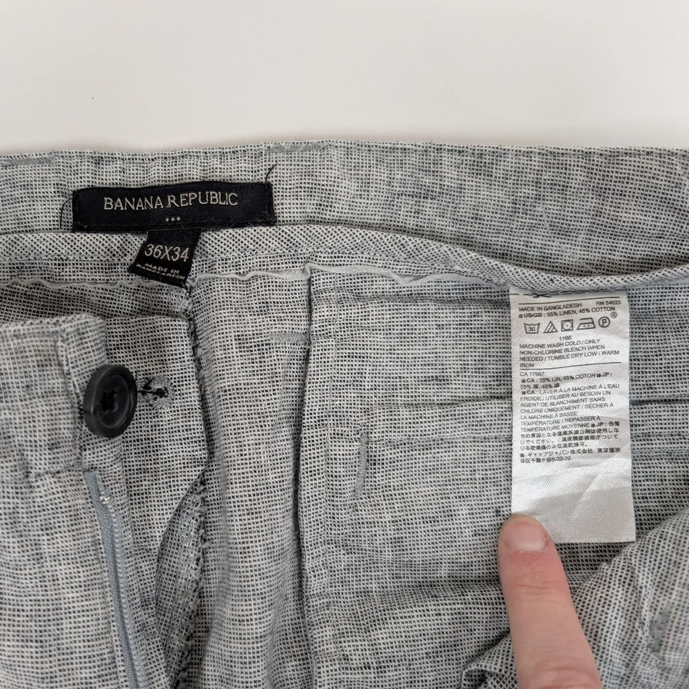 36x32 Banana Republic Linen Cotton Blend Light Gray Trousers [180]